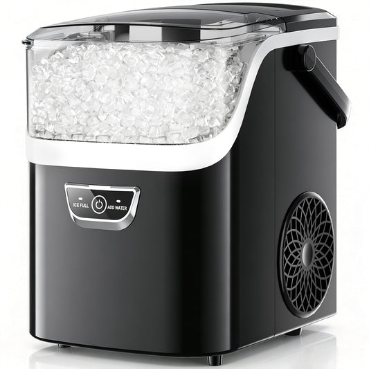 Snowyermine Nugget Ice Maker with Handle, 35lbs/Day Countertop Ice Maker Ready in 5 Mins, Soft Sonic Ice, Auto-Cleaning Ice Makers Portable Ice Machine for Home Kitchen Office Families