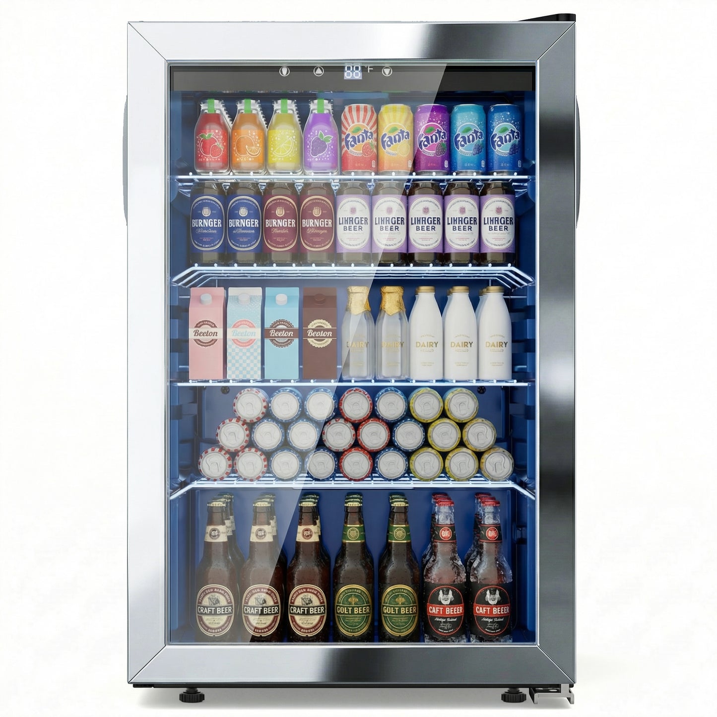 Snowyermine 150 Can Beverage Refrigerator and Cooler with Glass Door for Home, 20.67 in W, 31.4 in H, Silver