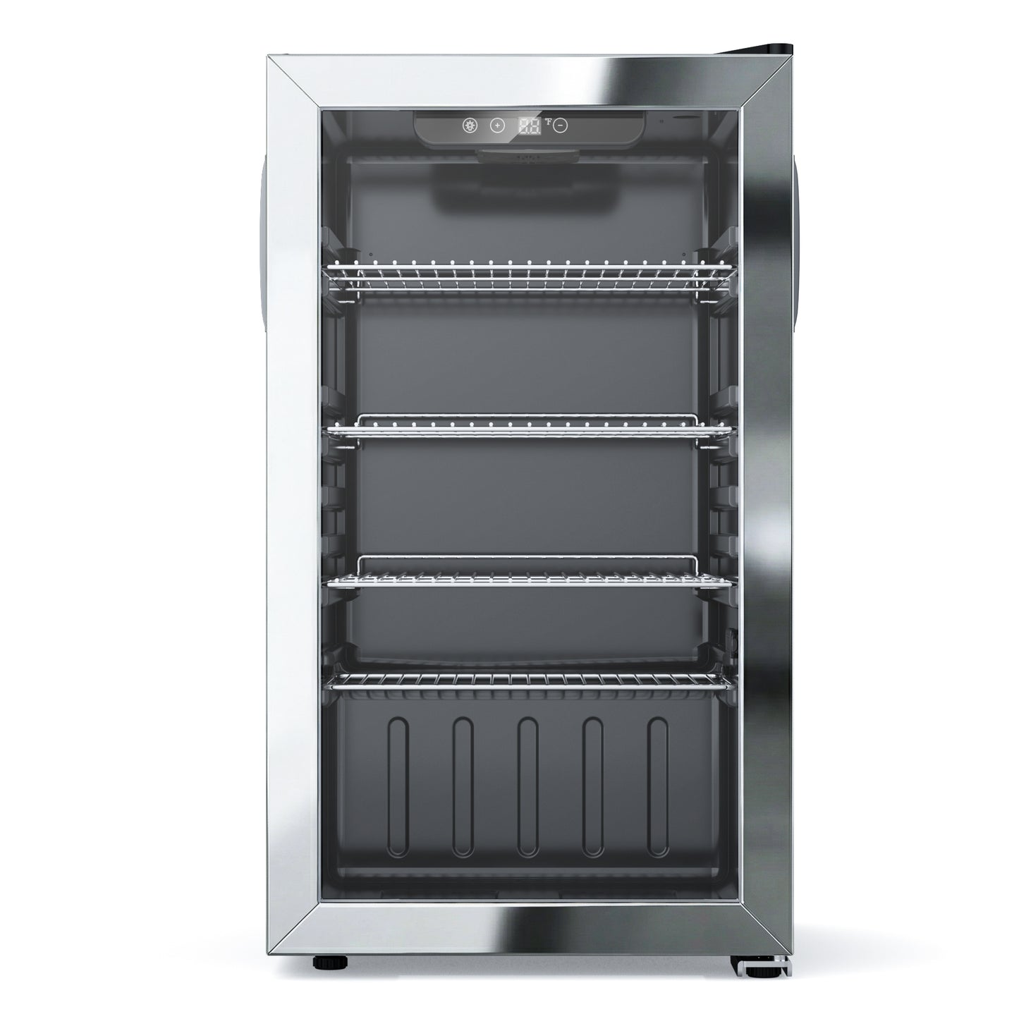 Snowyermine 130 Can Beverage Refrigerator and Cooler with Glass Door for Home, 17.3 in W, 31.5 in H, Silver