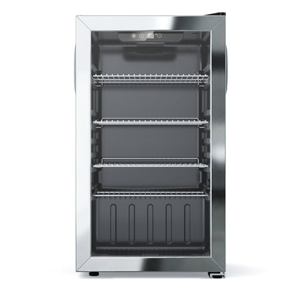 Snowyermine 130 Can Beverage Refrigerator and Cooler with Glass Door for Home, 17.3 in W, 31.5 in H, Silver