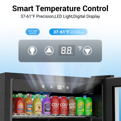 Snowyermine 150 Can Beverage Refrigerator and Cooler with Glass Door for Home, 20.67 in W, 31.4 in H, Silver