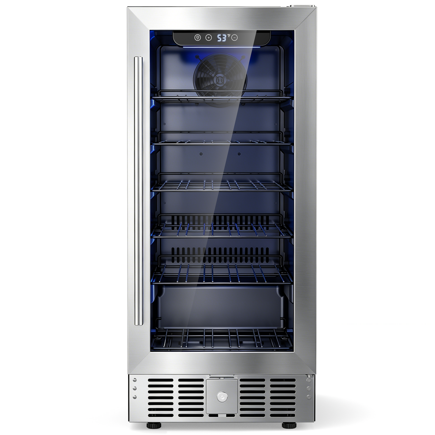Snowyermine 15 inch Beverage Refrigerator - 2.9 Cu.Ft Built-in or Freestanding Soda & Beer Fridge with Digital Touch Control, Stainless Steel Glass Door & Security Lock