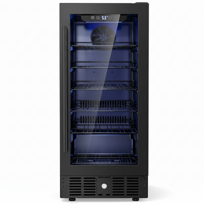 Snowyermine 15 inch Beverage Refrigerator - 2.9 Cu.Ft Built-in or Freestanding Soda & Beer Fridge with Digital Touch Control, Stainless Steel Glass Door & Security Lock