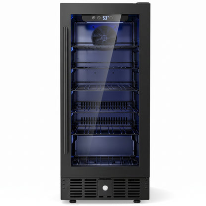 Snowyermine 15 inch Beverage Refrigerator - 2.9 Cu.Ft Built-in or Freestanding Soda & Beer Fridge with Digital Touch Control, Stainless Steel Glass Door & Security Lock