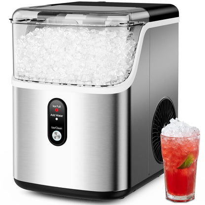 Snowyermine 35lbs/24H Nugget Ice Maker Countertop,Portable Ice Maker Machine with Auto-Cleaning, Black
