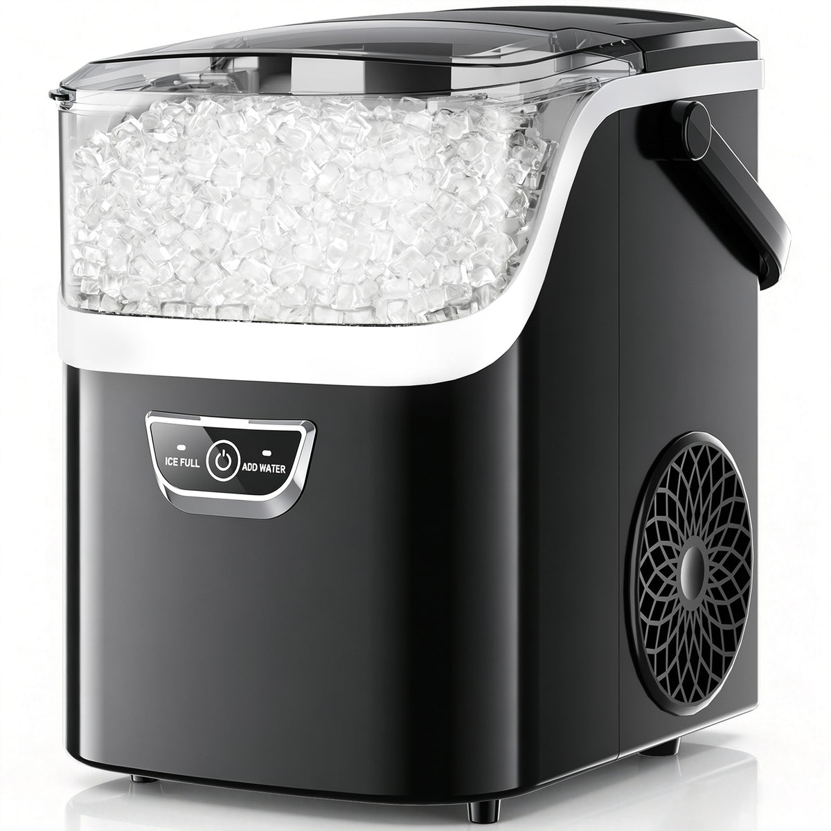 Snowyermine Nugget Ice Maker with Handle, 35lbs/Day Countertop Ice Maker Ready in 5 Mins, Soft Sonic Ice, Auto-Cleaning Ice Makers Portable Ice Machine for Home Kitchen Office Families