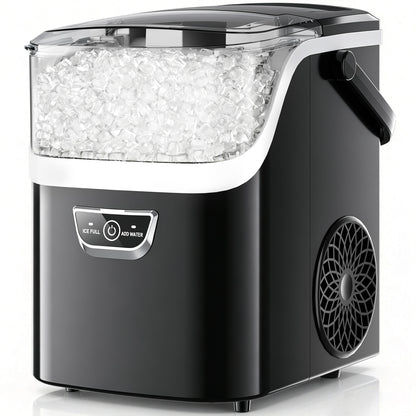 Snowyermine Nugget Ice Maker with Handle, 35lbs/Day Countertop Ice Maker Ready in 5 Mins, Soft Sonic Ice, Auto-Cleaning Ice Makers Portable Ice Machine for Home Kitchen Office Families