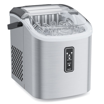 Snowyermine Ice Maker Countertop, 9 Cubes Ready in 6 Mins, 26lbs/24H, Self-Cleaning, Portable Ice Maker Machine with Carry Handle, Basket and Scoop, 2 Sizes of Bullet Ice for Home, Kitchen, Office
