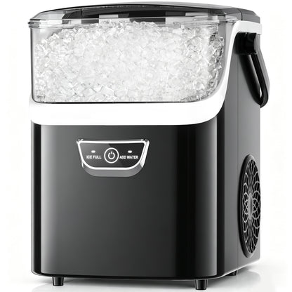 Snowyermine Nugget Ice Maker with Handle, 35lbs/Day Countertop Ice Maker Ready in 5 Mins, Soft Sonic Ice, Auto-Cleaning Ice Makers Portable Ice Machine for Home Kitchen Office Families