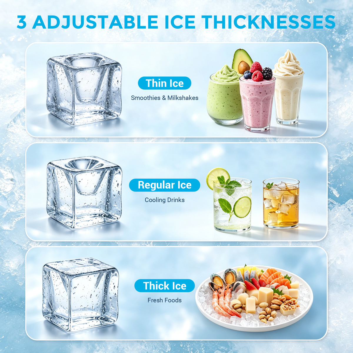 Snowyermine Commercial Undercounter Ice Maker, 100 lb Daily Output with 33 lb Ice Storage, Built-In or Freestanding Ice Machine, Self-Cleaning, Silver