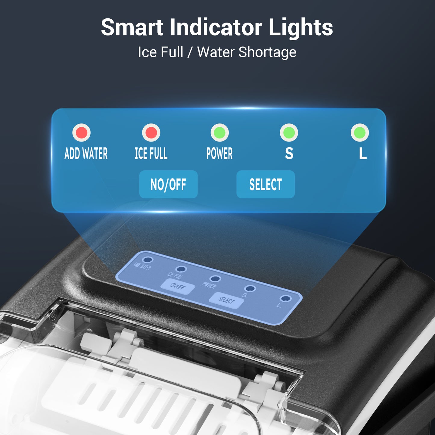 Snowyermine Countertop Ice Maker with Handle,Portable Ice Machine with Basket and Scoop, 8 Bullet Ice In 6 Mins, 26Lbs/24H, Self-Cleaning