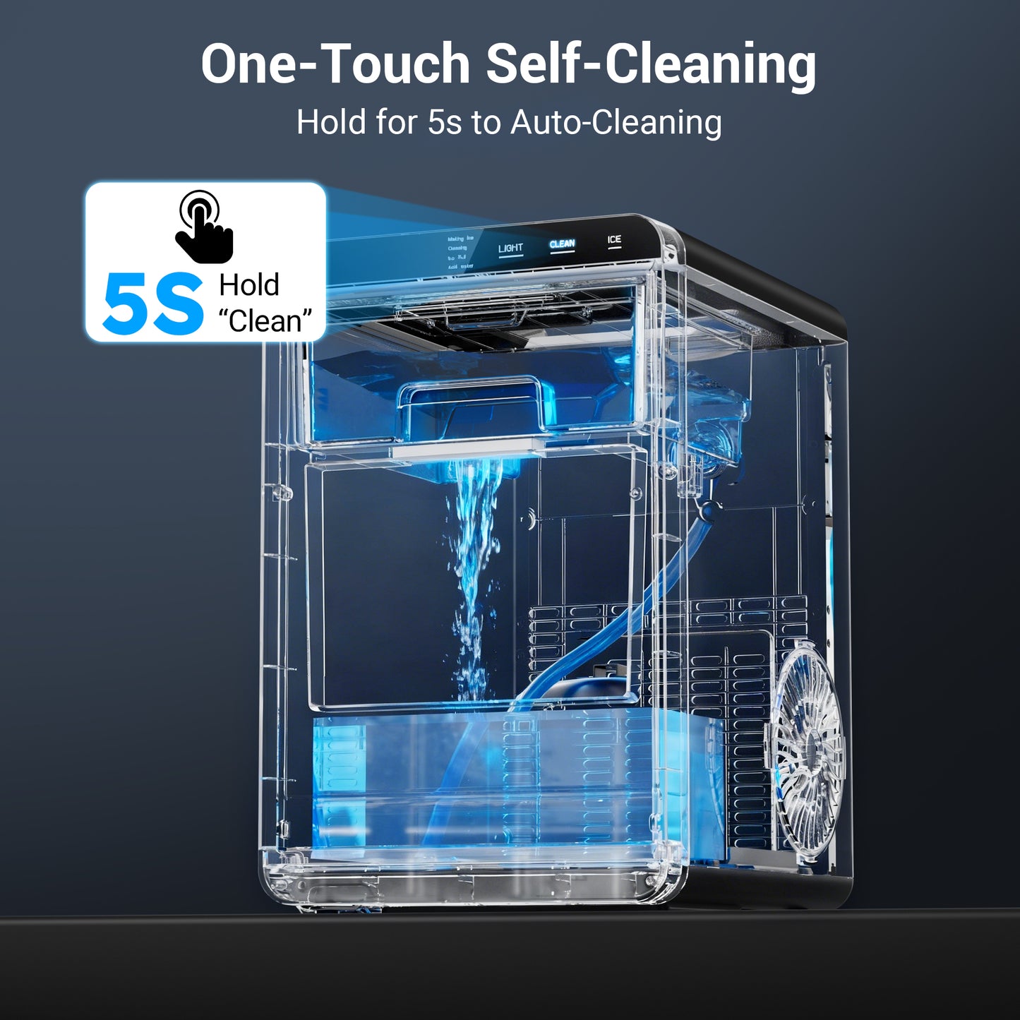 Snowyermine Nugget Ice Maker Countertop, 44lbs per Day Chewable Pebble Nugget Ice Machine with Touch Screen for Home, Kitchen, Office, Stainless Steel, Black