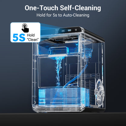 Snowyermine Countertop Nugget Ice Maker, 44 lbs/Day, Chewable Pebble Ice Machine with Self-Cleaning, for Home, Kitchen and Office, Stainless Steel Silver