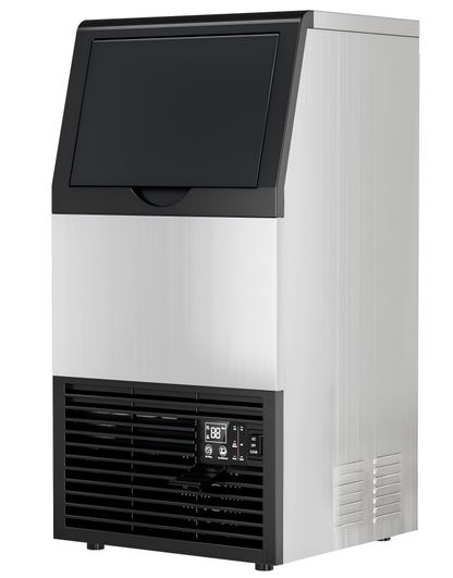 Snowyermine Commercial Ice Maker, 100 lbs/24H, Built-In & Freestanding, 33 lb Storage Bin, 6 Ice Thickness Levels, Black