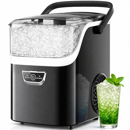 Snowyermine Nugget Ice Maker with Handle, 35lbs/Day Countertop Ice Maker Ready in 5 Mins, Soft Sonic Ice, Auto-Cleaning Ice Makers Portable Ice Machine for Home Kitchen Office Families