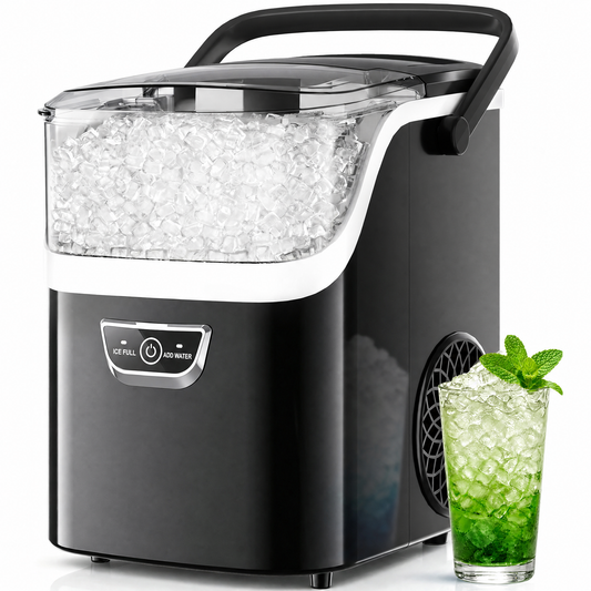 Snowyermine Nugget Ice Maker with Handle, 35lbs/Day Countertop Ice Maker Ready in 5 Mins, Soft Sonic Ice, Auto-Cleaning Ice Makers Portable Ice Machine for Home Kitchen Office Families